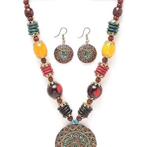 Shining Diva Traditional Tibetan Pendant Jewellery Set