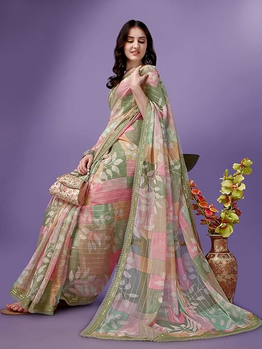 SUTRAM Printed Trendy Saree for Women