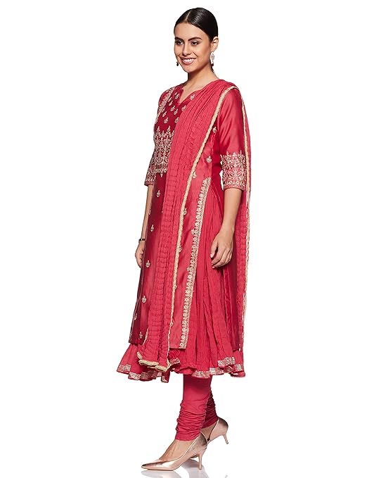 BIBA Women's Cotton Straight Salwar Suit Set