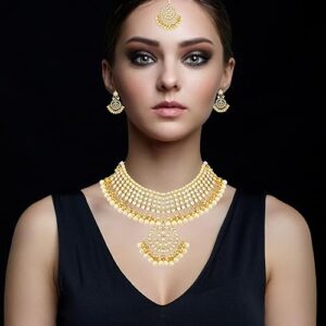 Gehena By Estele Gold Plated Necklace Set For Women