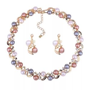 Shining Diva Fashion 18k Gold Plated Pearl Necklace Jewellery Set