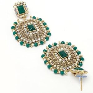 Sukkhi Decent Traditional Green Kundan & Beads Studded Choker Necklace Set For Women